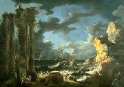 Port of Ostia During a Tempest, Leonardo Coccorante